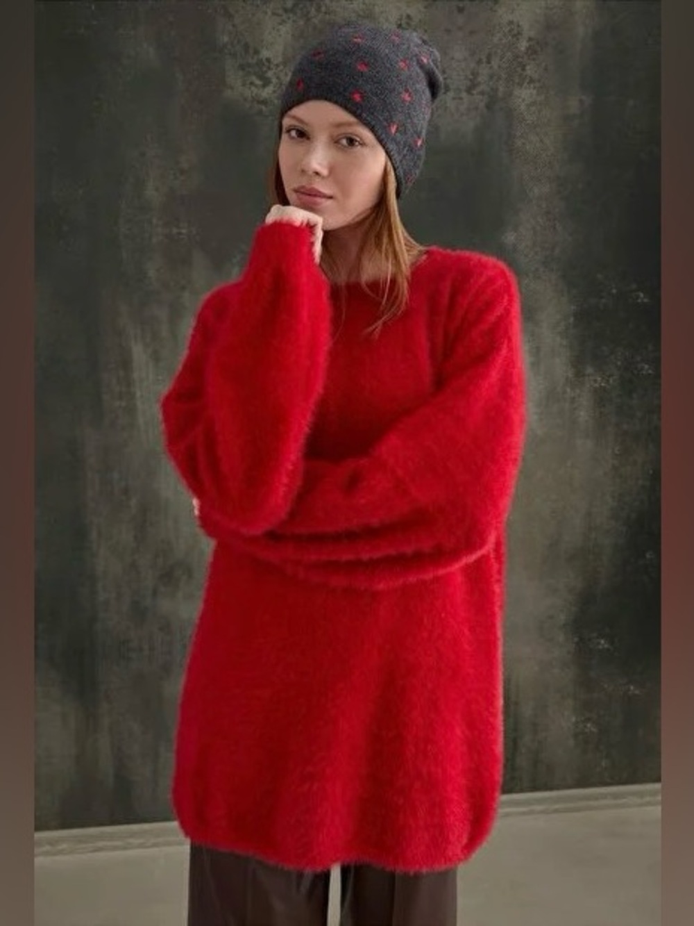ELOQUII vibrant red fuzzy crewneck sweater size 18/20